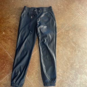 Black faux leather joggers- only worn a few times .